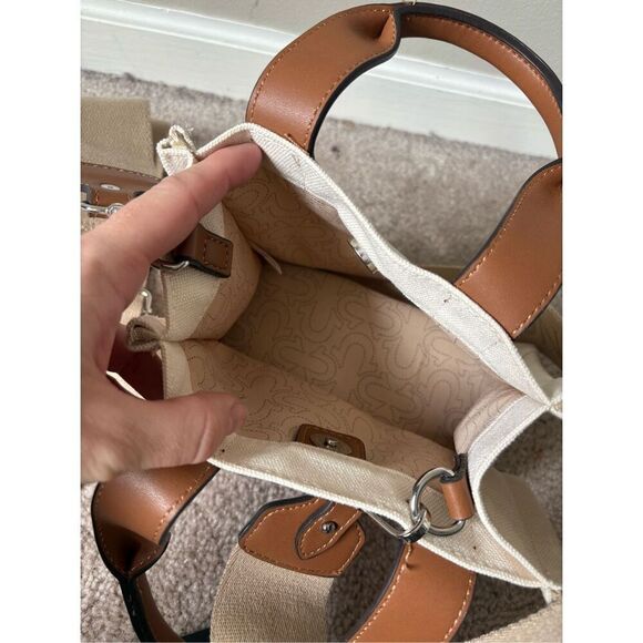 NEW True Religion Canvas Mini Tote Bag Natural Cream - Picture 7 of 13